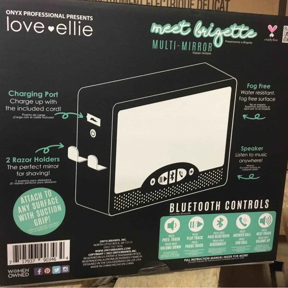 Love + Ellie Shower Multi-Mirror with Bluetooth NWT